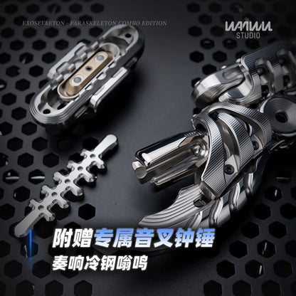 WANWU EXOSKELETON Metal EDC Fidget Slider | Adult Stress Relief Fidget Toy | Haptic Mechanical Push Card
